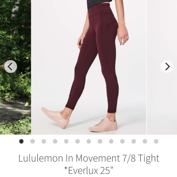 lululemon athletica Pants - Lululemon In Movement 7/8 Tight *Everlux 25"